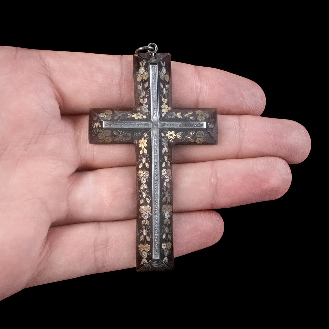 Antique Victorian Pique Cross Pendant