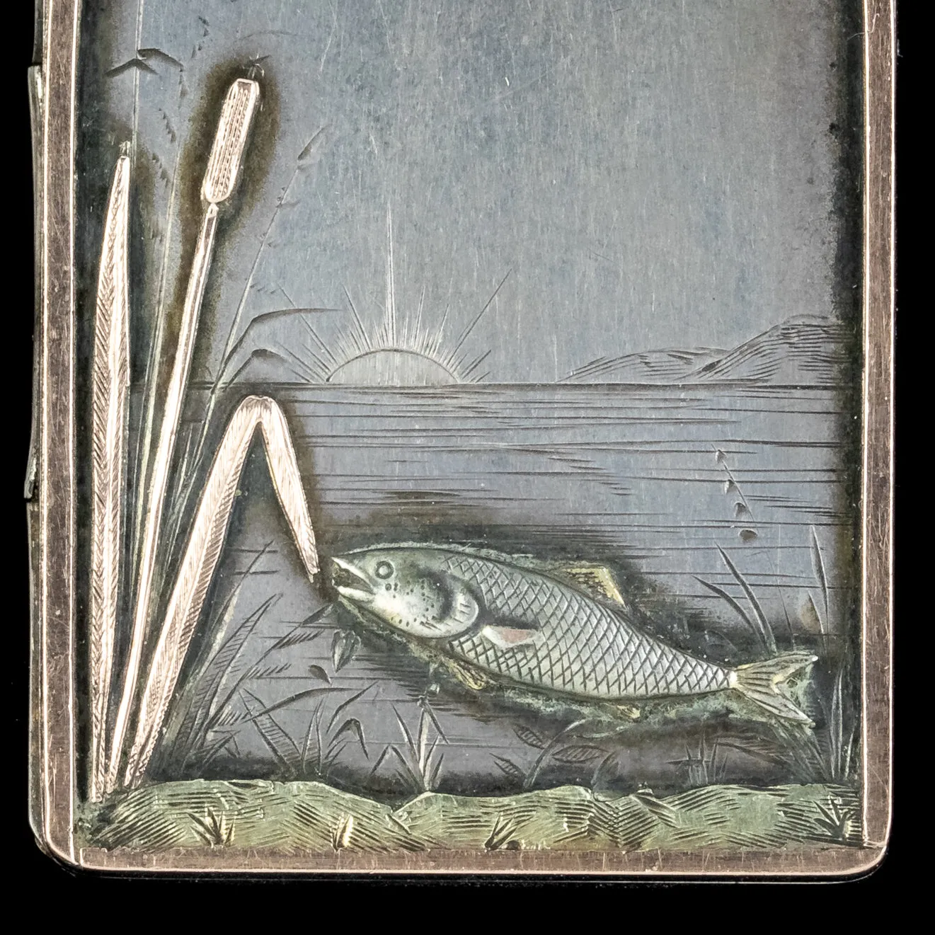Antique Victorian Silver Fish Locket Pendant Circa 1880