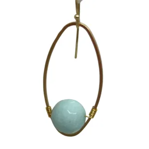Aqua Jade Gold Oval Gold Wrap Earrings