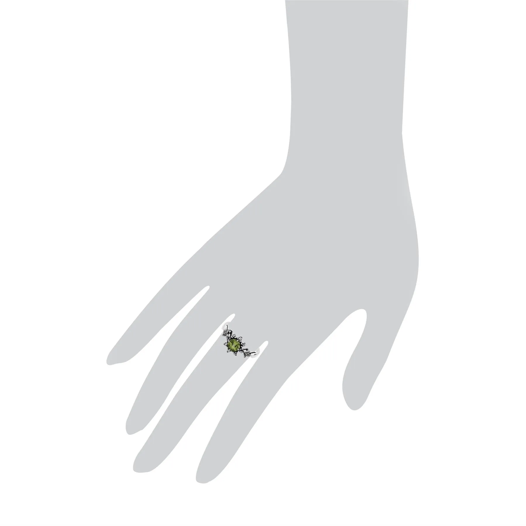 Art Deco Peridot & Markasit Ring in Sterling Silber