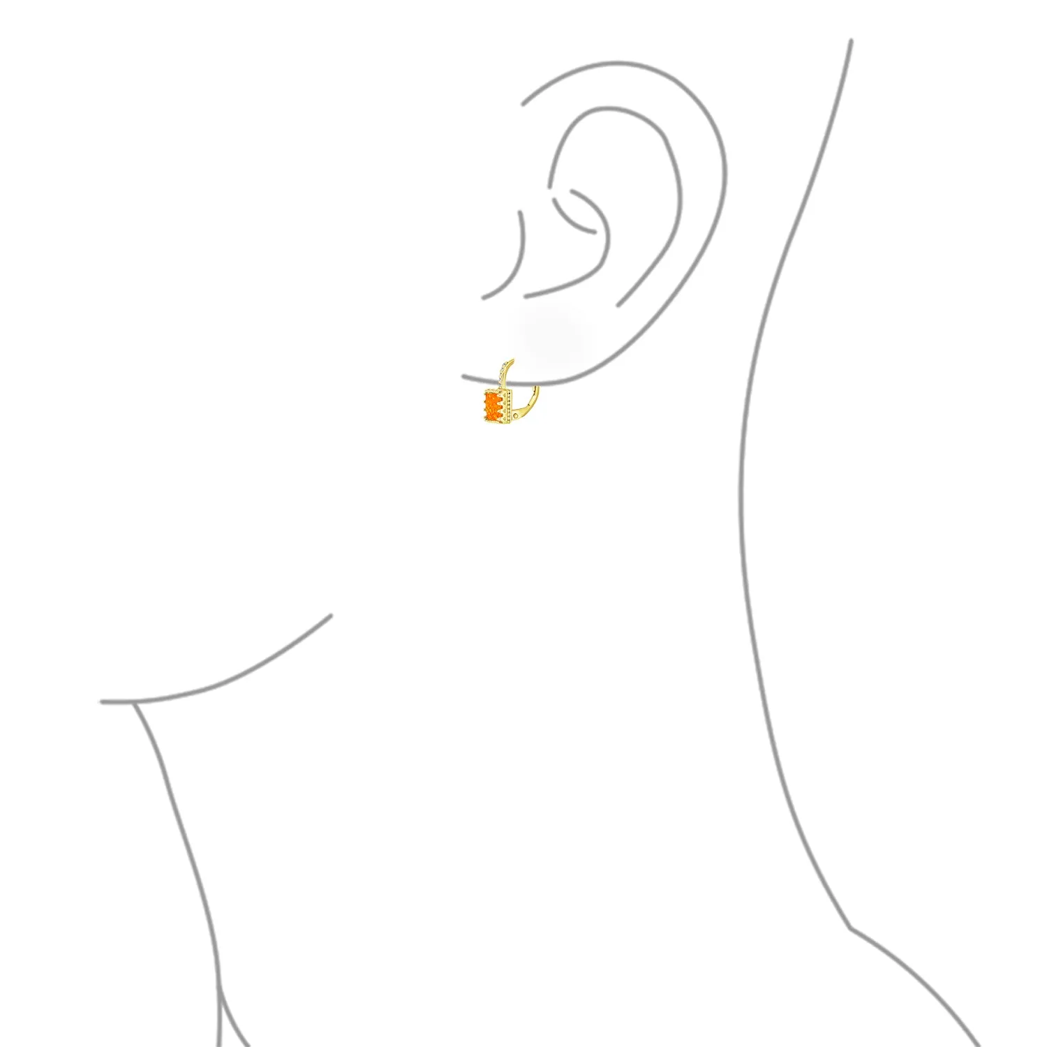 Art Deco Style Princess Cut Solitaire White Opal Drop Earrings Sterling Silver