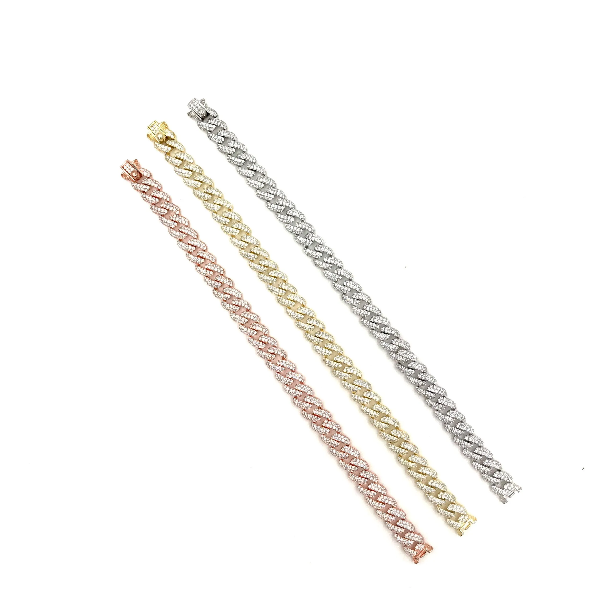 Ashley Gold Sterling Silver and CZ Small Link Chain Tennis Bracelet