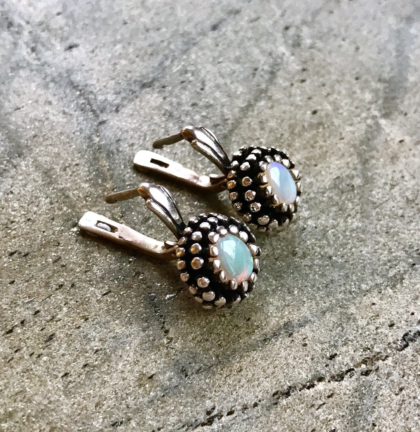 Australian Opal Earrings - Round Berry Earrings - Vintage Boho Earrings