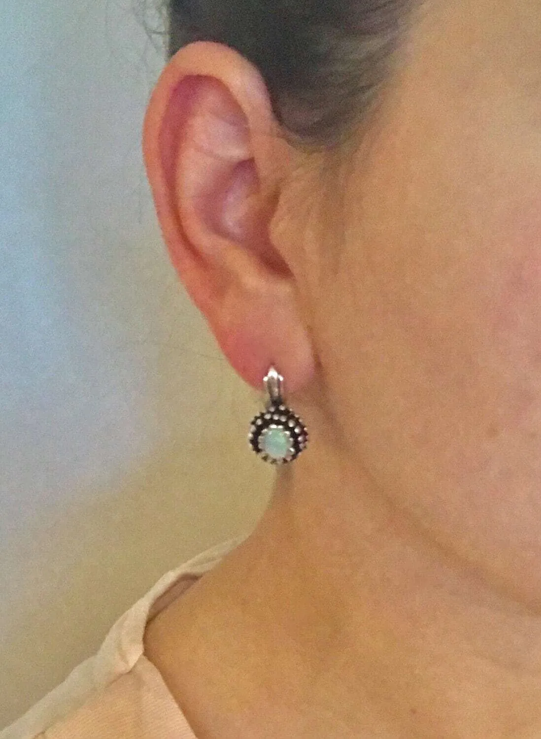 Australian Opal Earrings - Round Berry Earrings - Vintage Boho Earrings