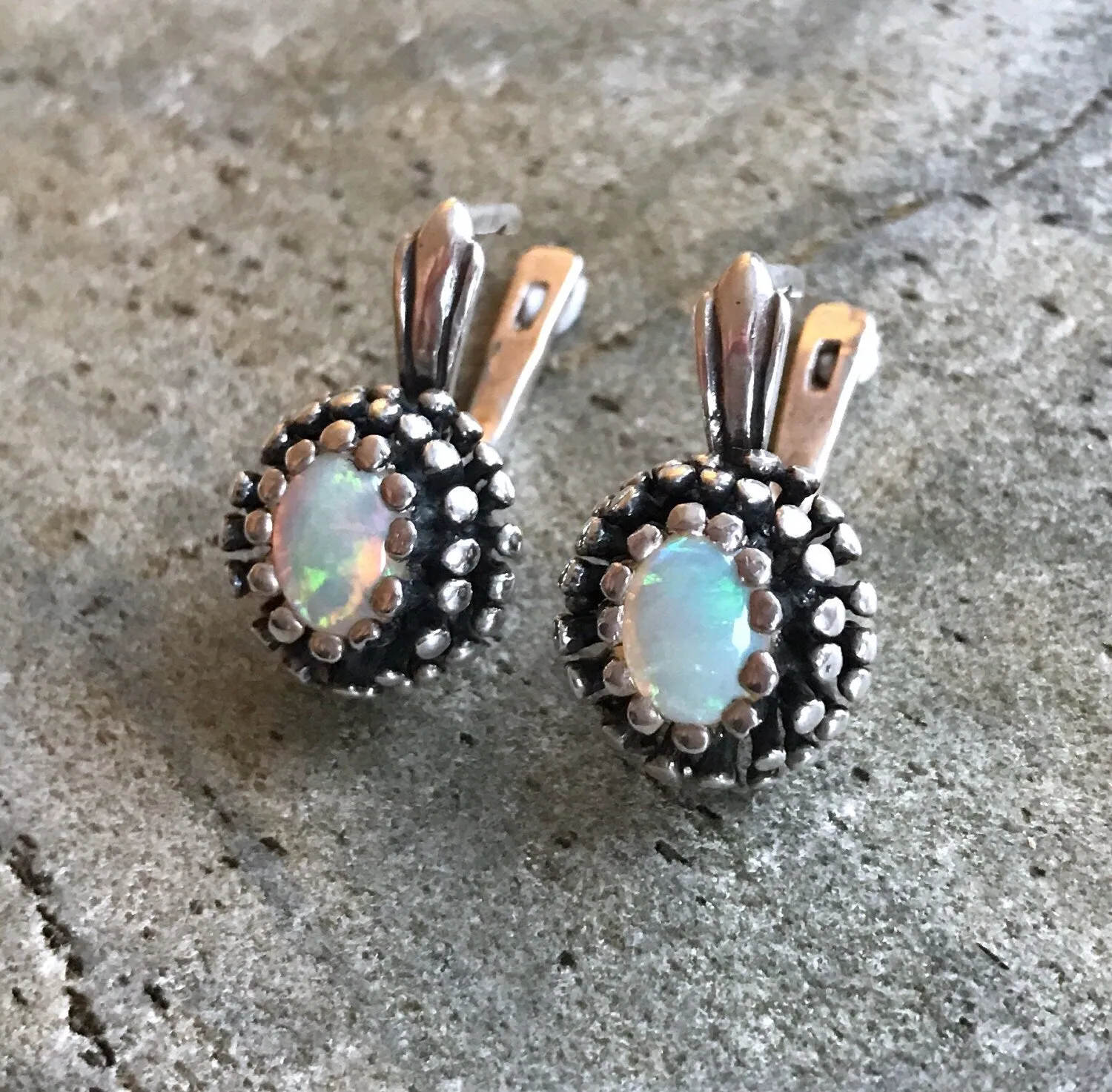 Australian Opal Earrings - Round Berry Earrings - Vintage Boho Earrings