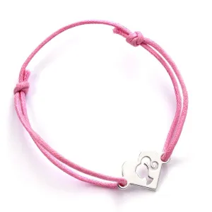 Barbie Sterling Silver Heart Friendship Pink Cord Bracelet BMSB0028