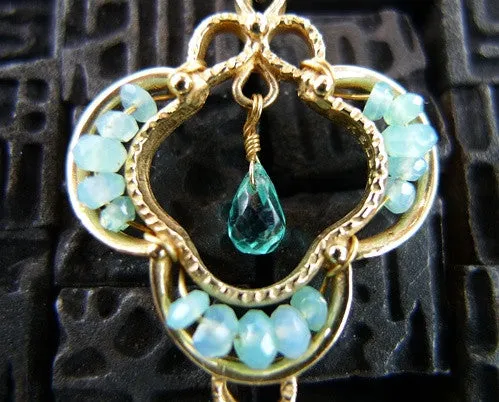 Becky Kelso 14K Yellow Gold, Blue Topaz, and Chalcedony Earrings