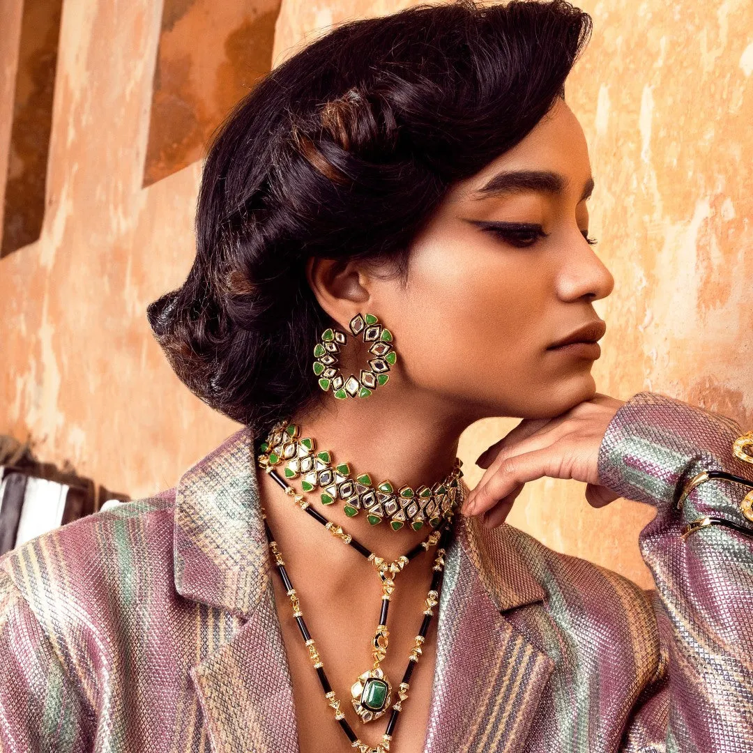 Begum Haute Evergreen Orange Peel Earrings