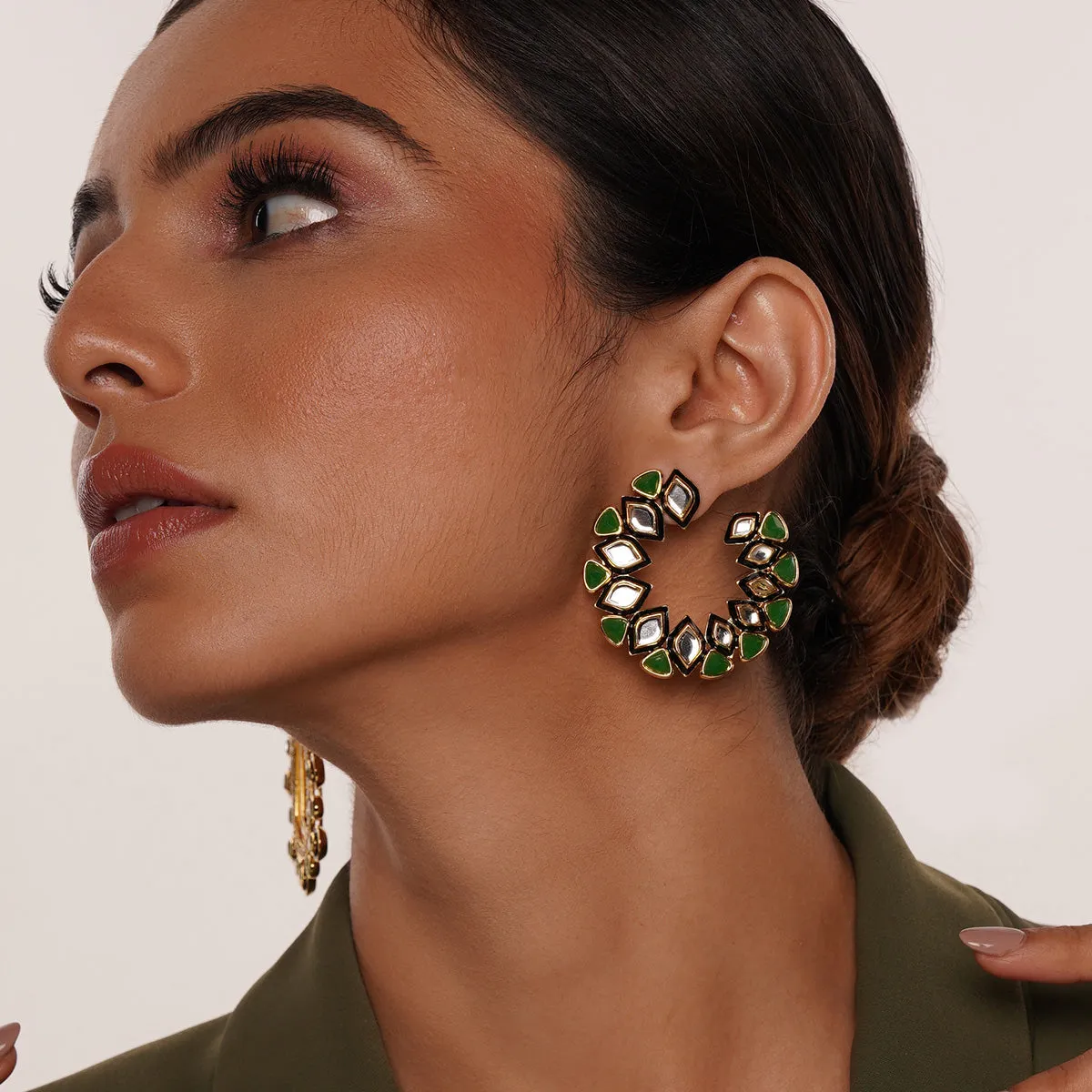 Begum Haute Evergreen Orange Peel Earrings