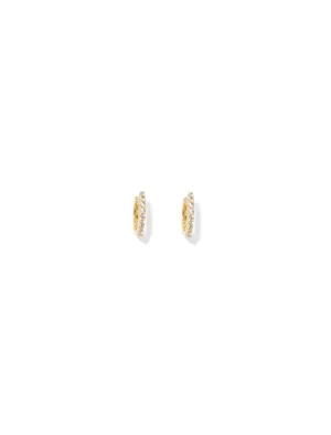 Bella Real Plated Cubic Zirconia Pave Huggie Hoop Earrings