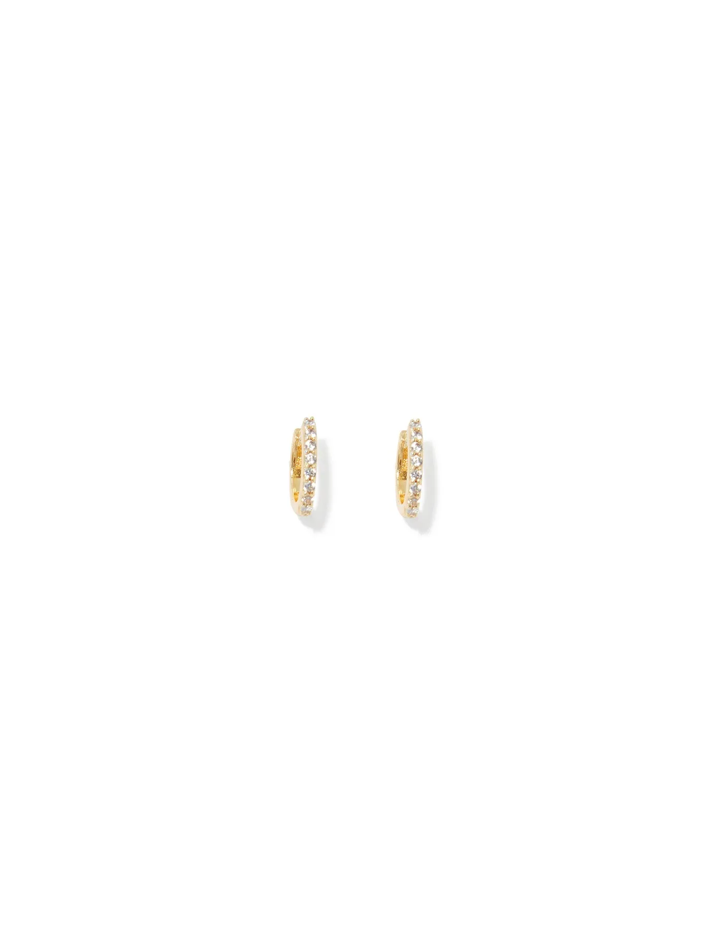 Bella Real Plated Cubic Zirconia Pave Huggie Hoop Earrings