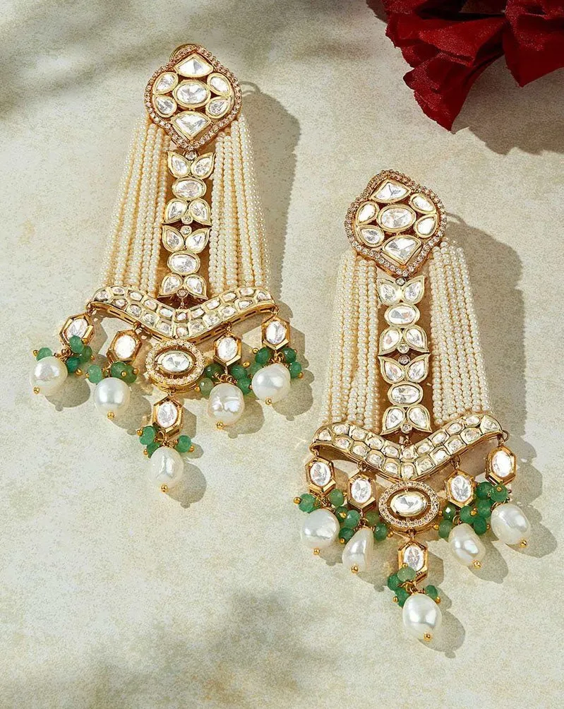 Bespoke White & Golden Chandelier Earring