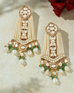 Bespoke White & Golden Chandelier Earring