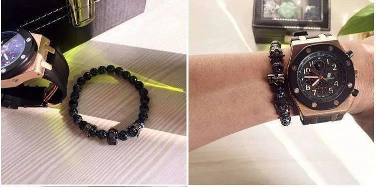 Black Spartan Leonidas Agate Beads Bracelet