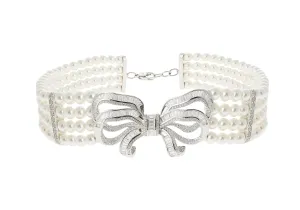 Bow Choker Pearl Choker Necklace