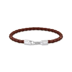 Bracelet with braided, brown leather