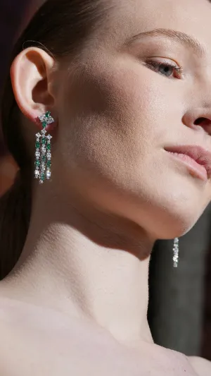 Brady Emerald Earrings White Gold Plated