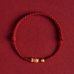 Buddha Stones 925 Sterling Silver Handmade Koi Fish Wealth Success Braided Rope Bracelet