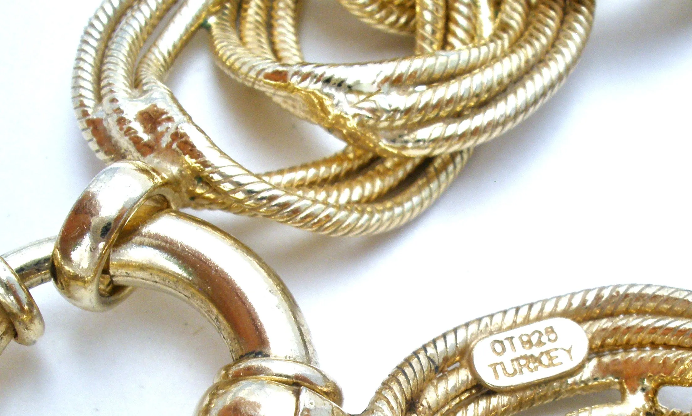 Byzantine Turkey OT 925 Braided Vermeil Bracelet 8" Vintage