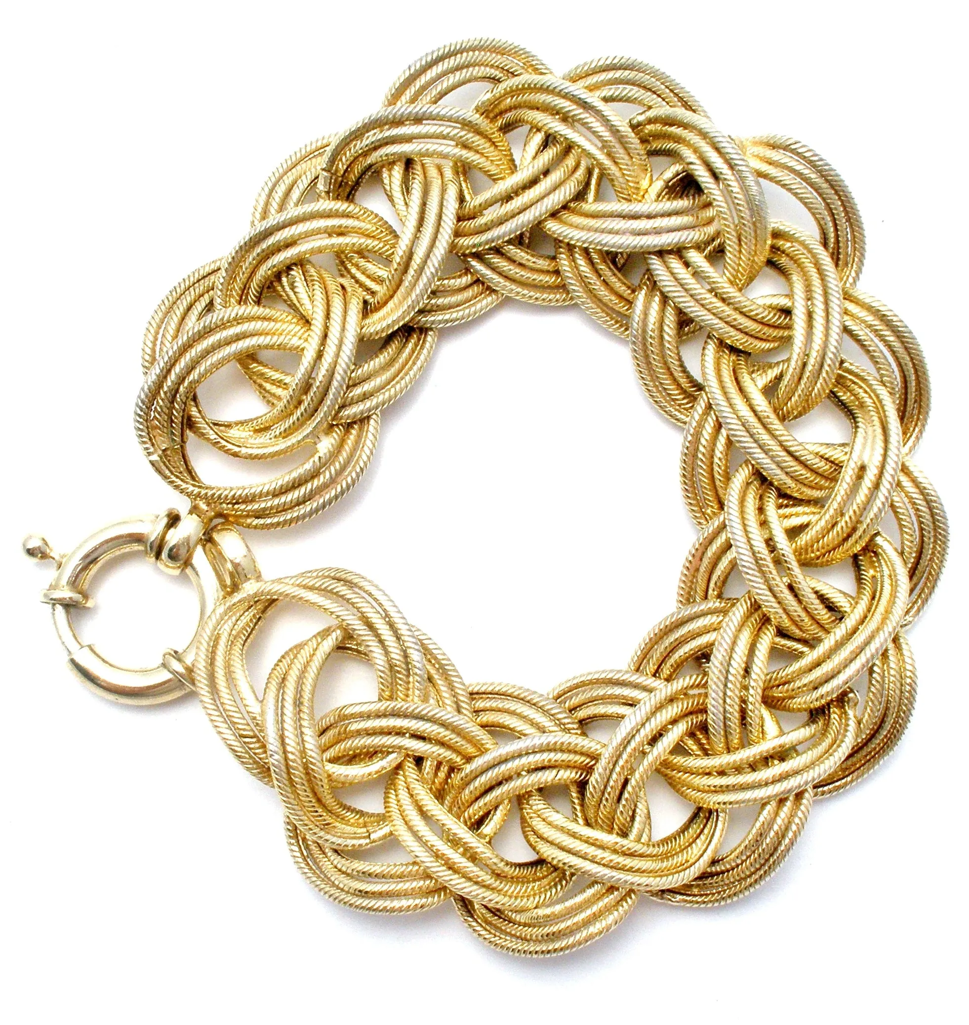 Byzantine Turkey OT 925 Braided Vermeil Bracelet 8" Vintage