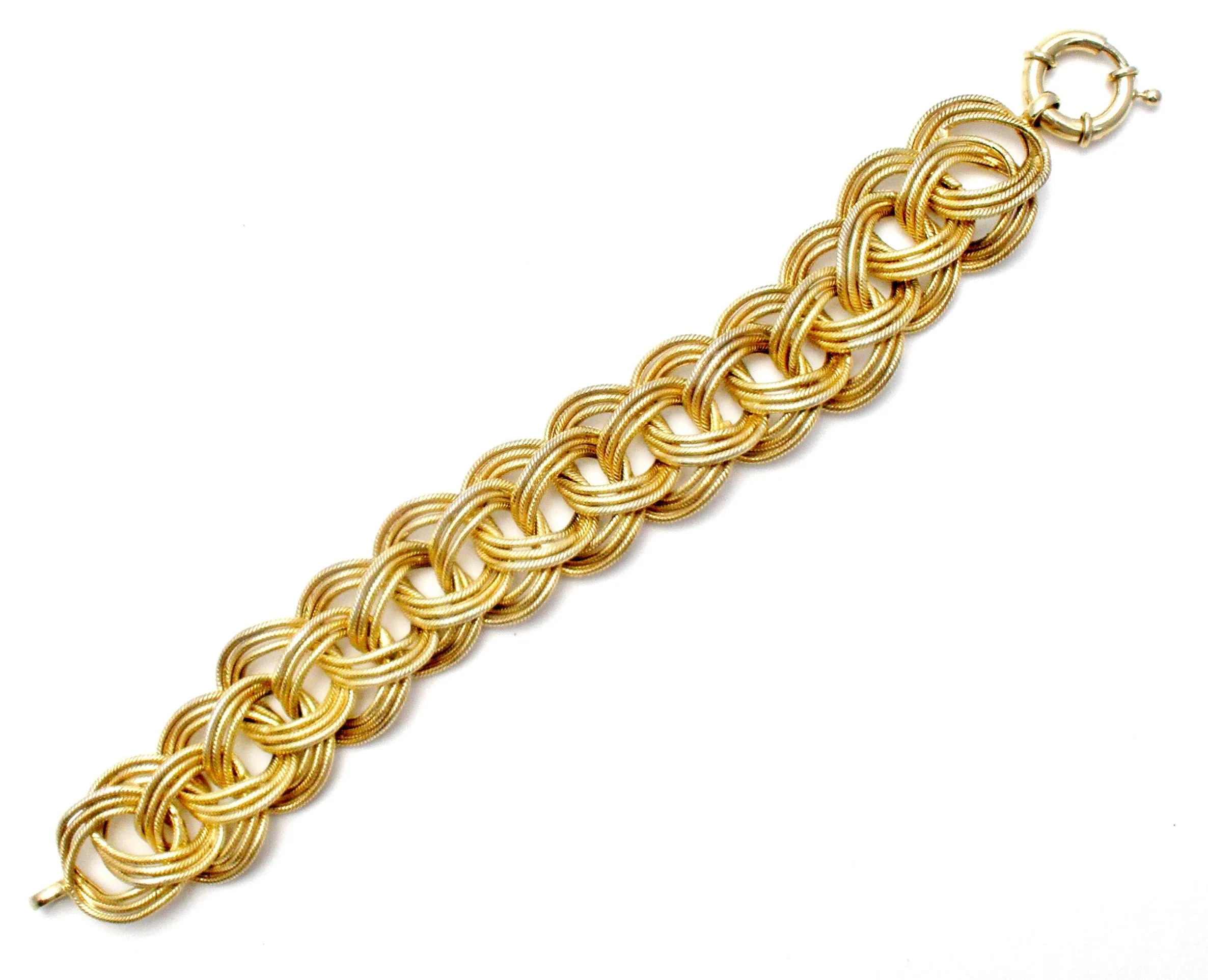 Byzantine Turkey OT 925 Braided Vermeil Bracelet 8" Vintage
