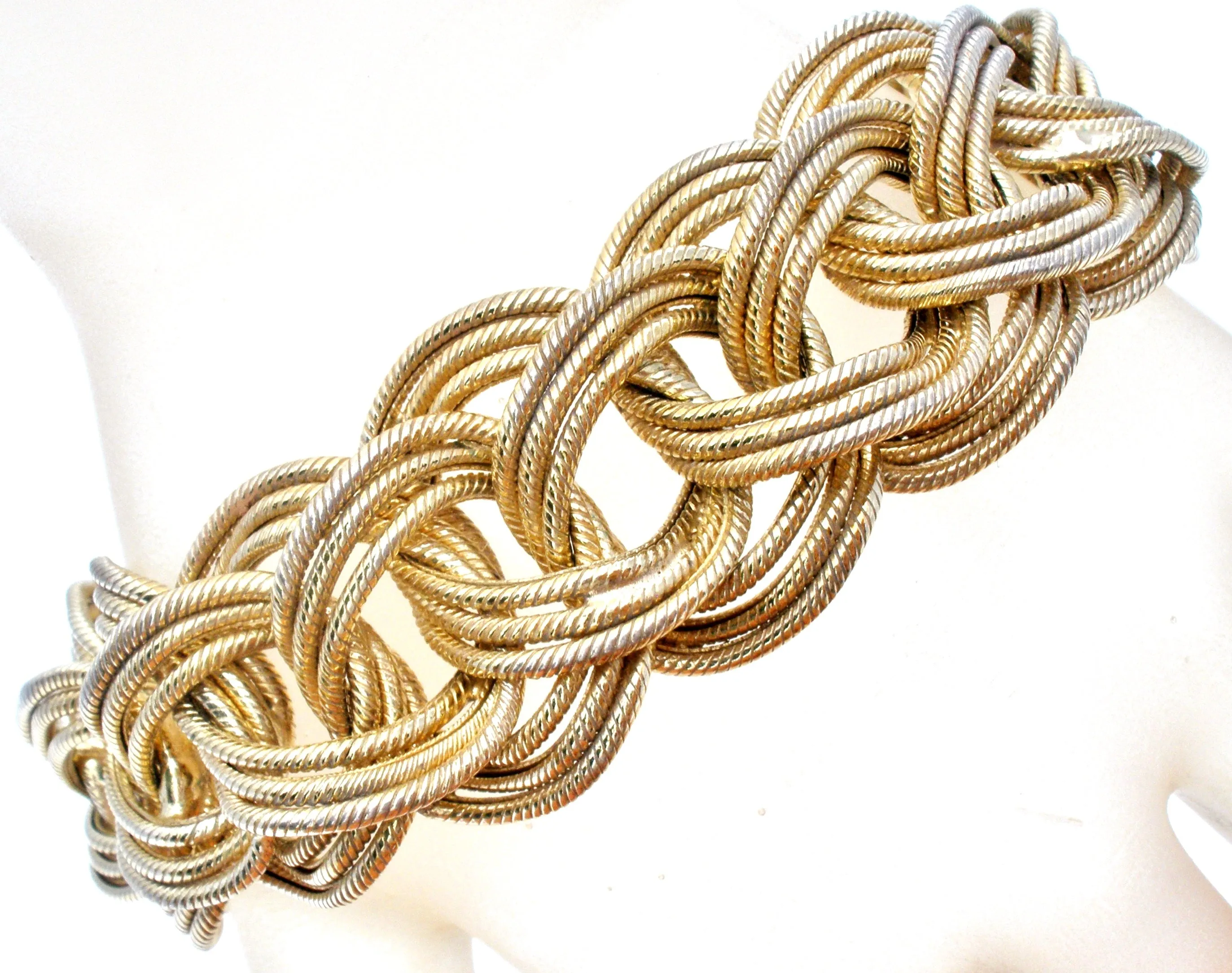 Byzantine Turkey OT 925 Braided Vermeil Bracelet 8" Vintage