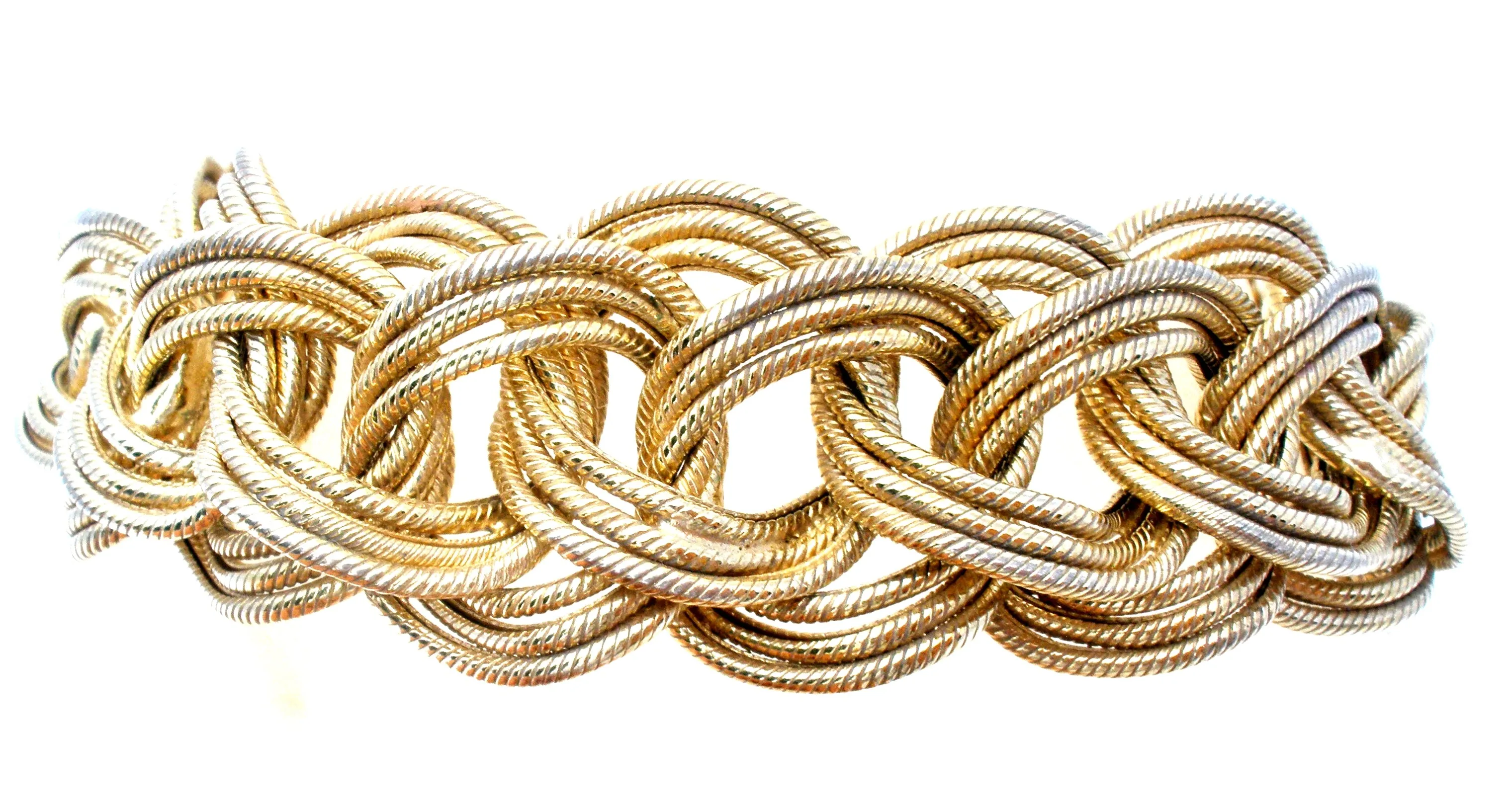 Byzantine Turkey OT 925 Braided Vermeil Bracelet 8" Vintage