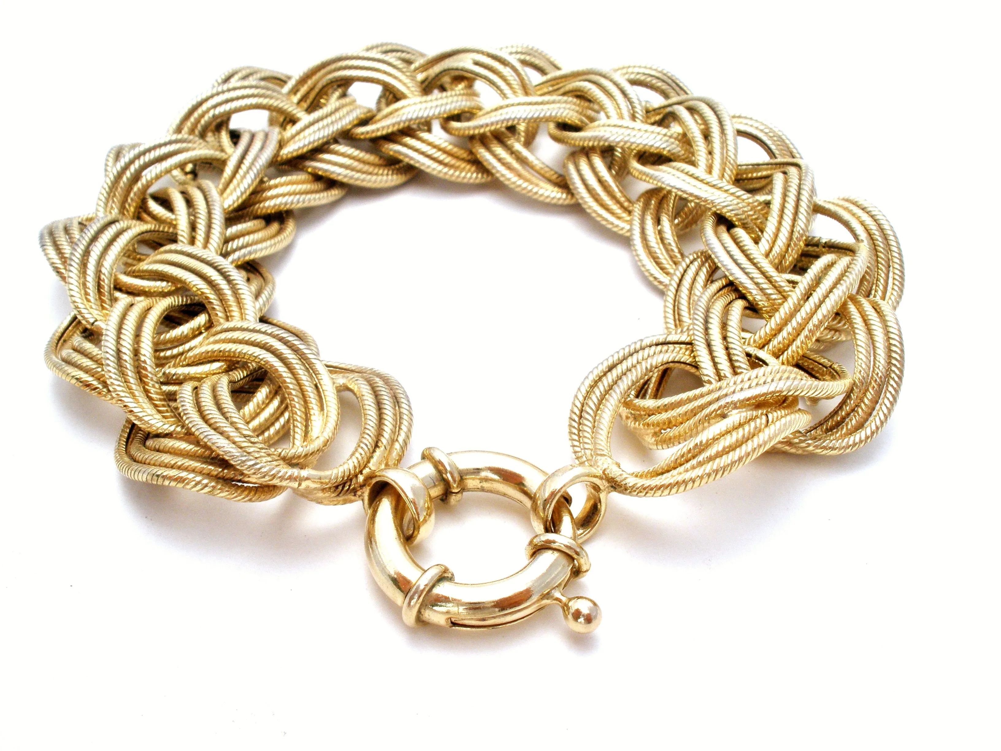 Byzantine Turkey OT 925 Braided Vermeil Bracelet 8" Vintage