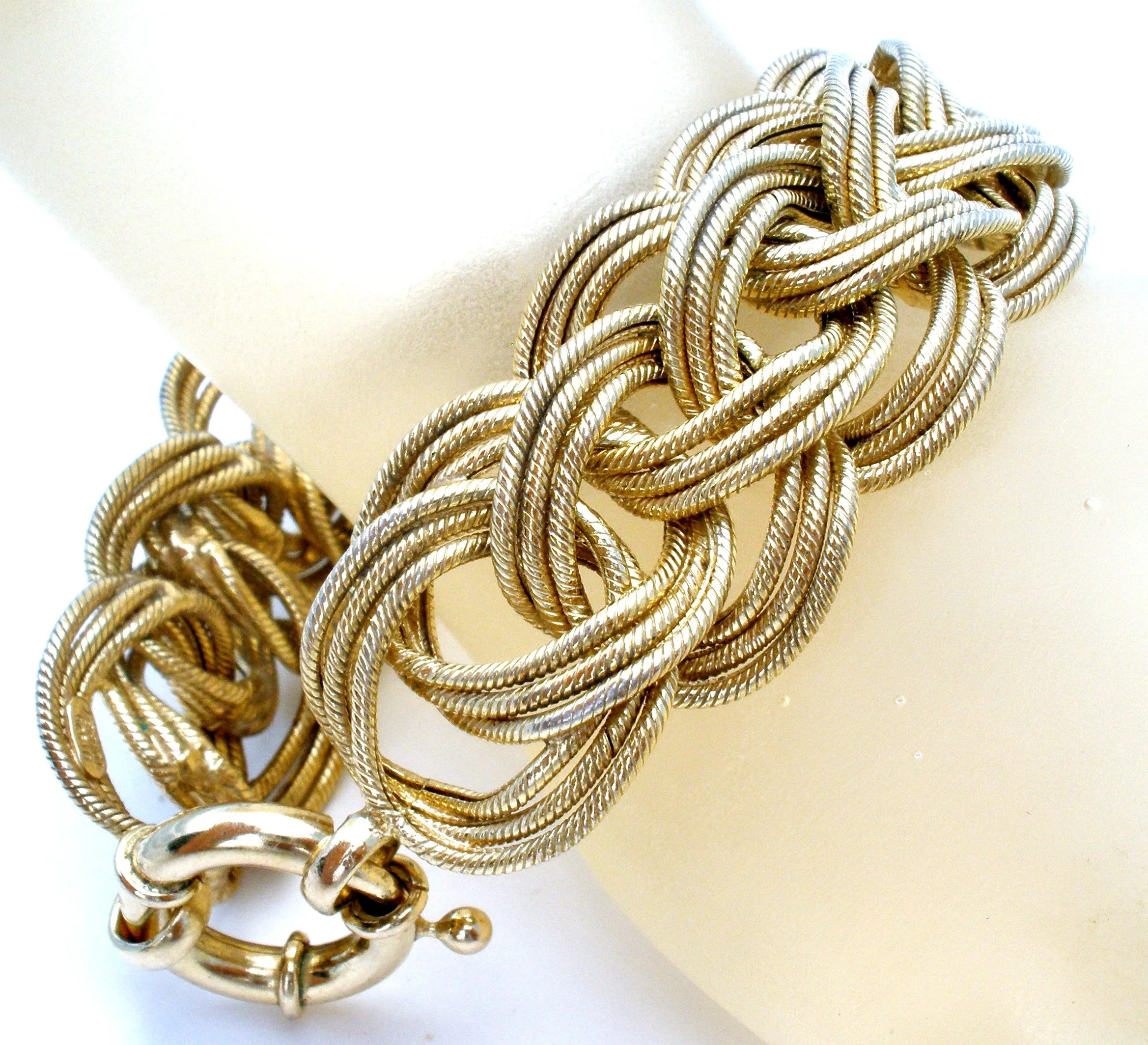 Byzantine Turkey OT 925 Braided Vermeil Bracelet 8" Vintage