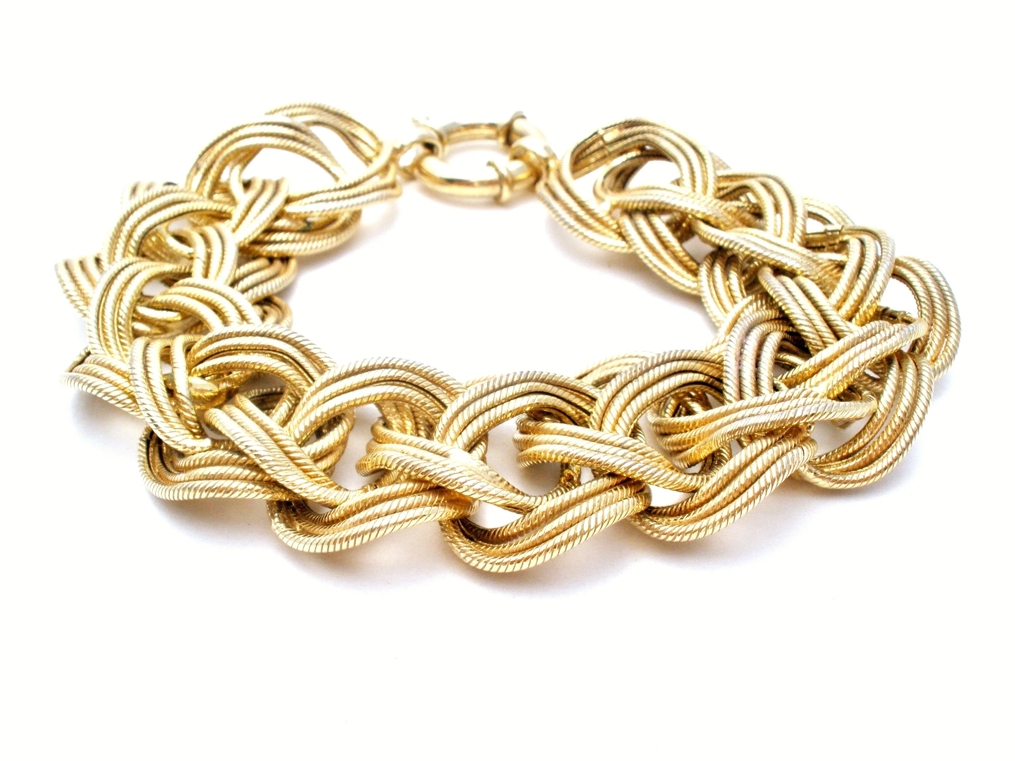 Byzantine Turkey OT 925 Braided Vermeil Bracelet 8" Vintage