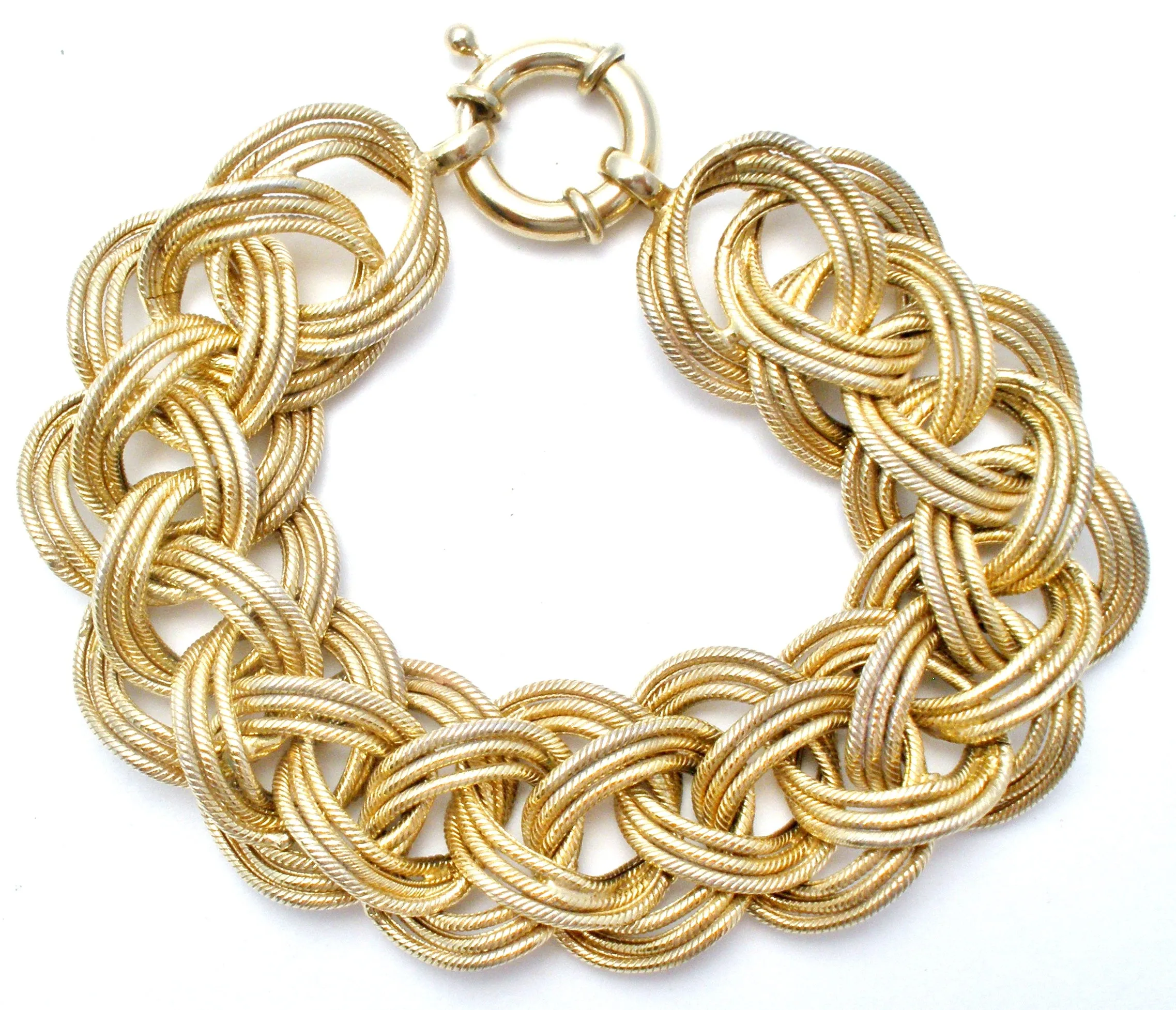 Byzantine Turkey OT 925 Braided Vermeil Bracelet 8" Vintage