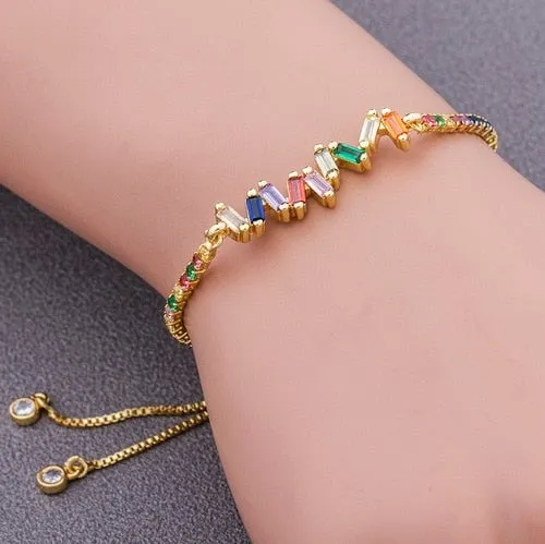 Colorful  CZ Charm Bracelet for Women