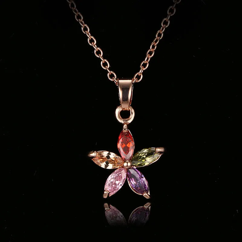 Colorful Star Pendant Necklace Earring Bracelet Set