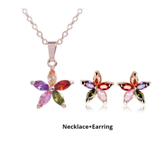 Colorful Star Pendant Necklace Earring Bracelet Set