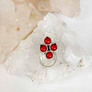 Coral Silver Nose Pin