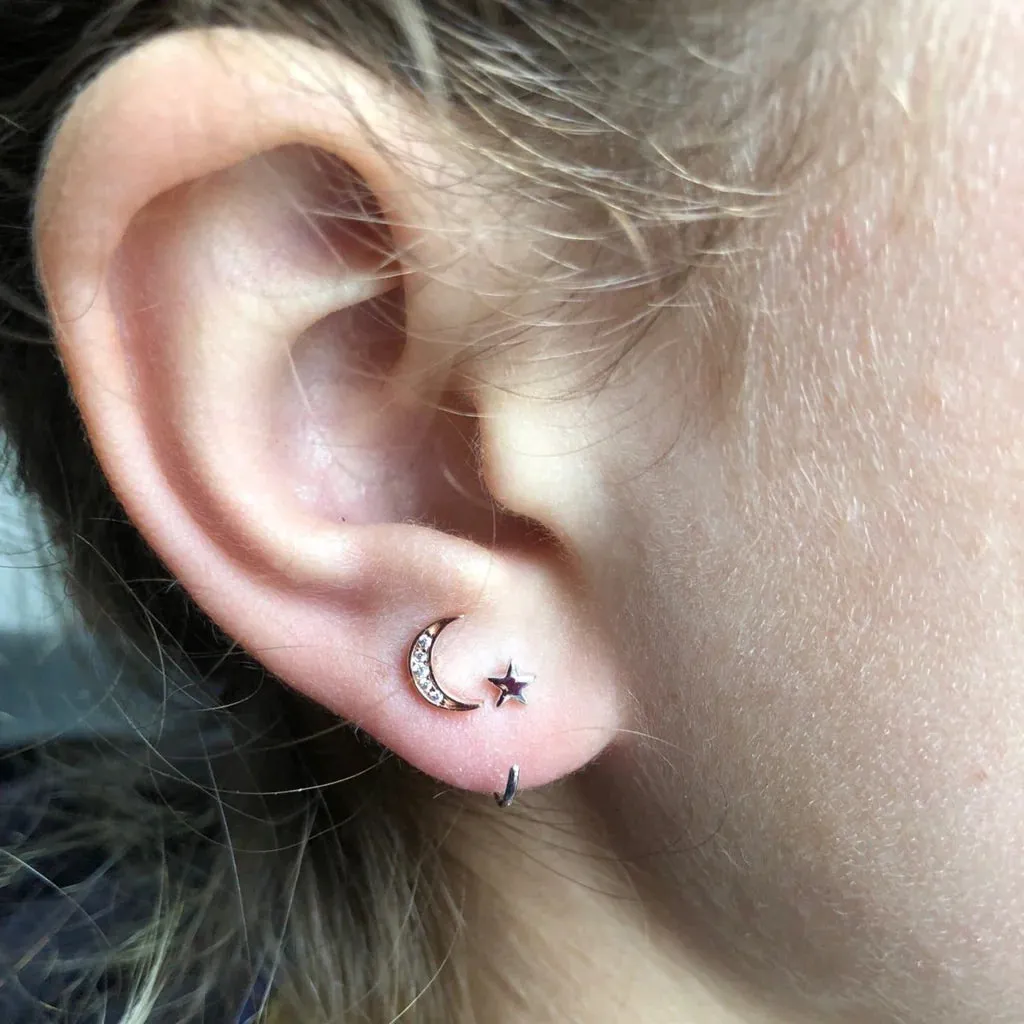 Crescent Star Hoop Earrings