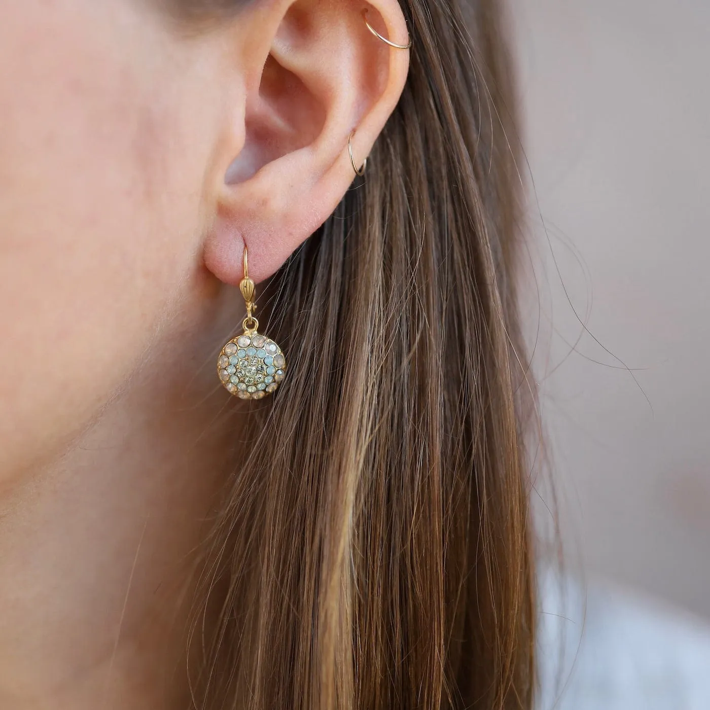 Crystal Encrusted Dome Drop Earring