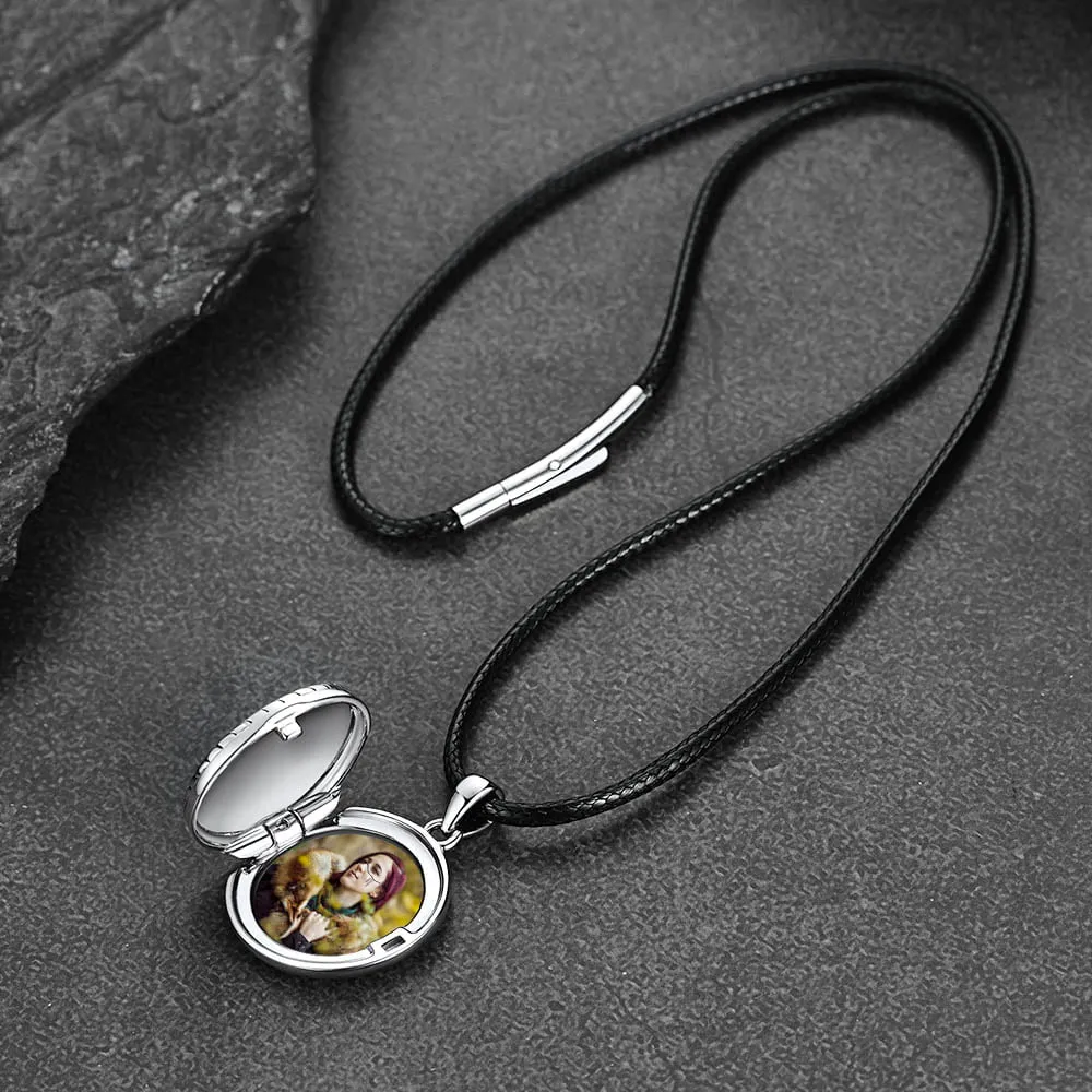 Custom Viking Wolf Locket Necklace with Picture Inside