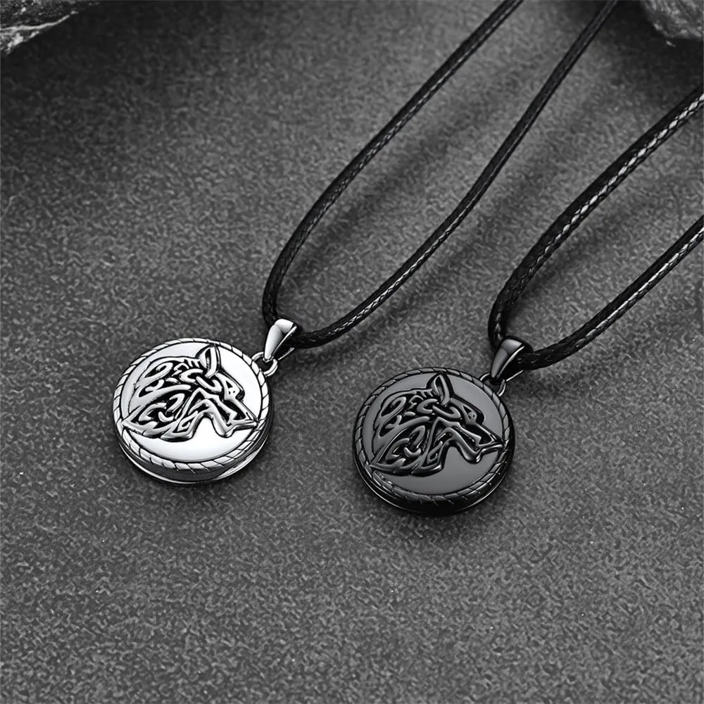 Custom Viking Wolf Locket Necklace with Picture Inside