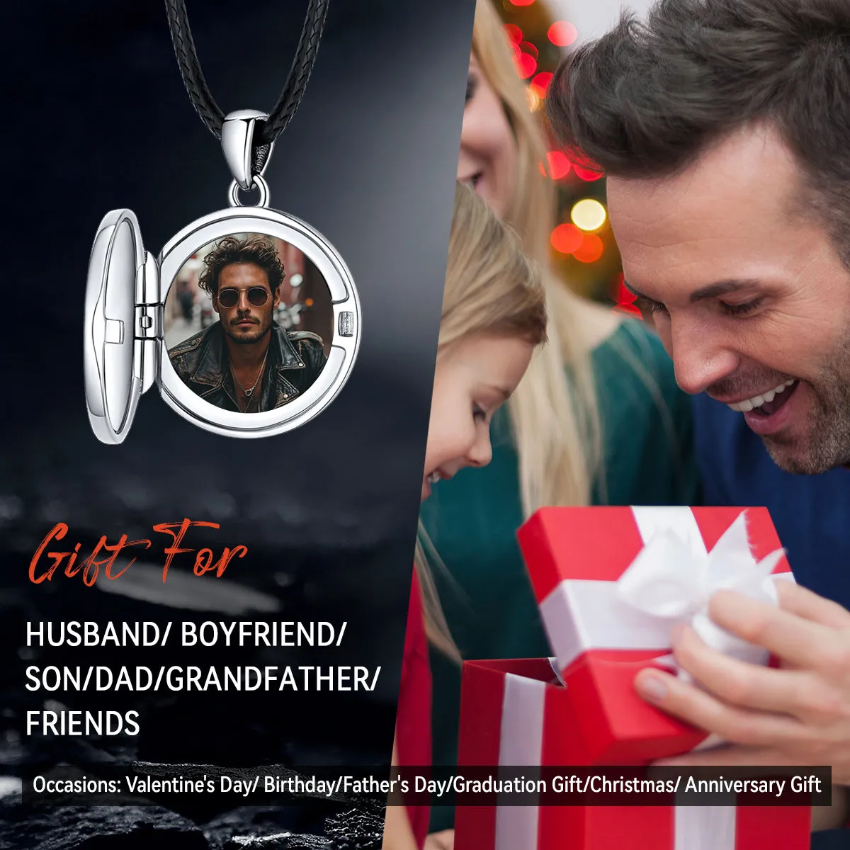 Custom Viking Wolf Locket Necklace with Picture Inside
