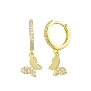 CZ Butterfly Hoop Earrings