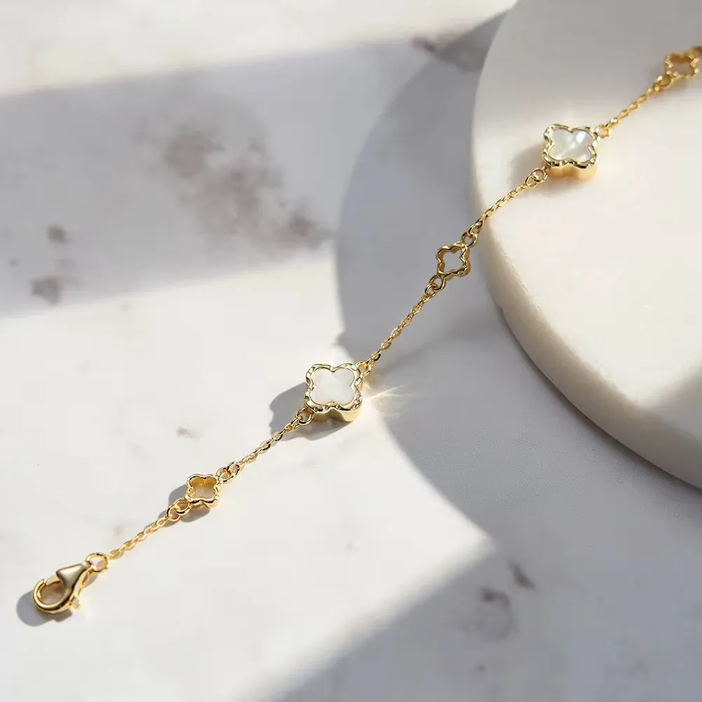 Dainty Clover Bracelet Sterling Silver