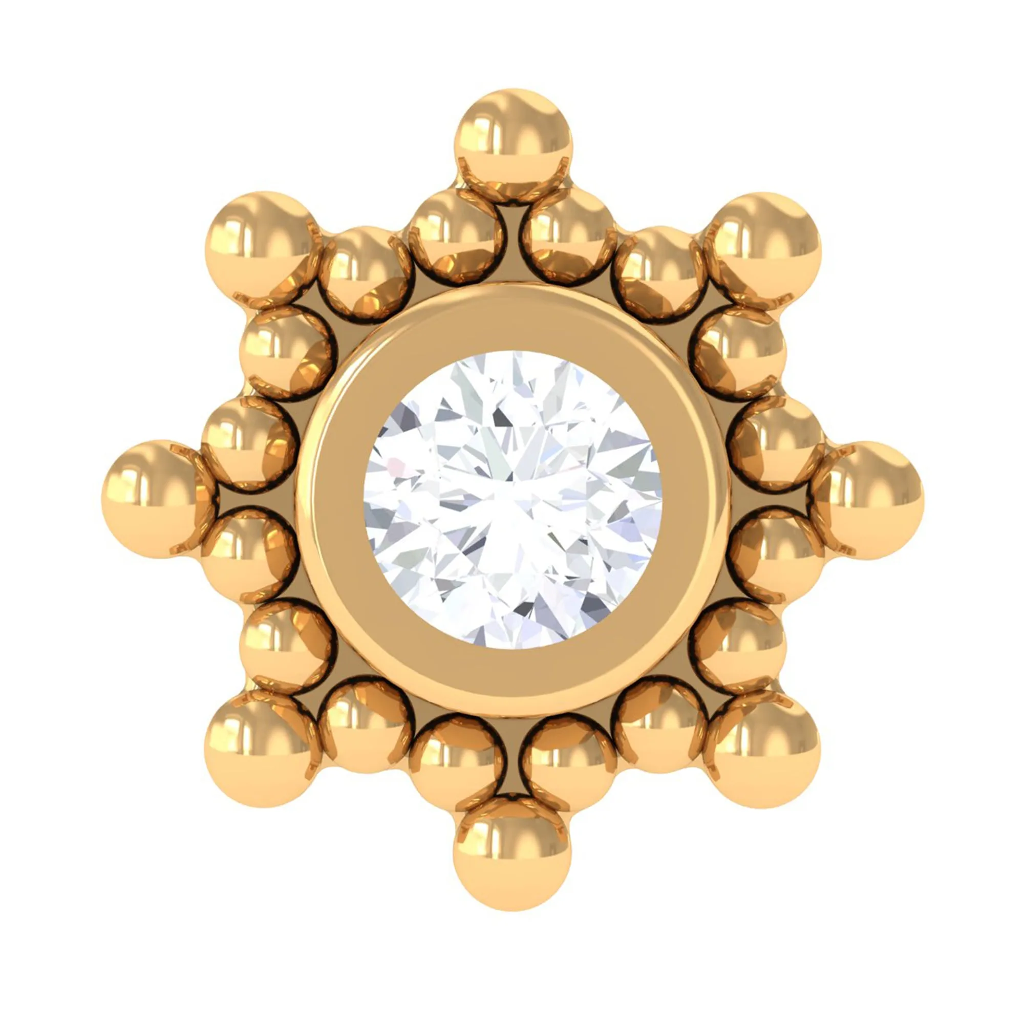 Dainty Diamond Gold Beaded Conch Earring