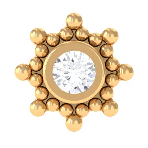 Dainty Diamond Gold Beaded Conch Earring