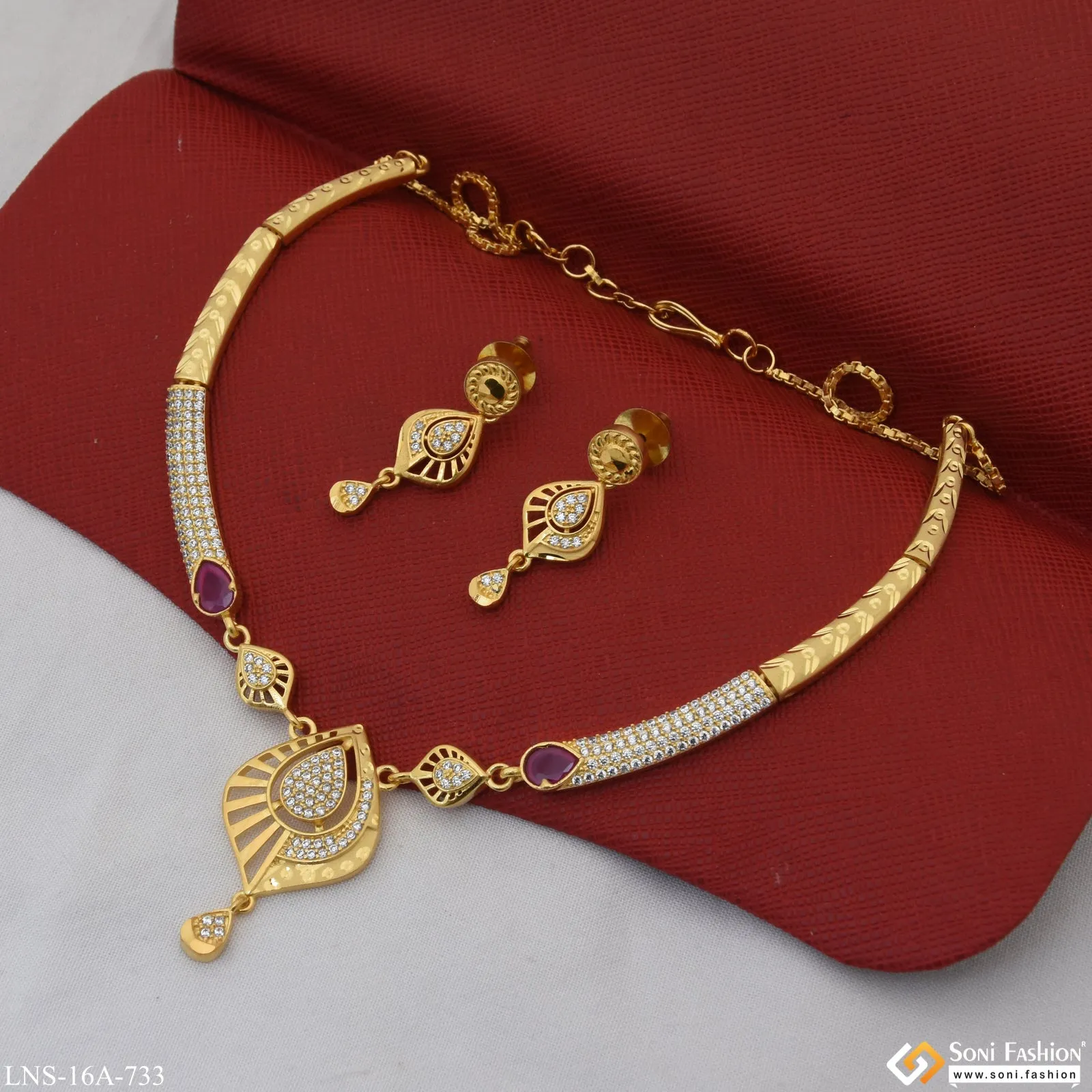 Dazzling Design Gold Plated Necklace Set for Women - Style A733