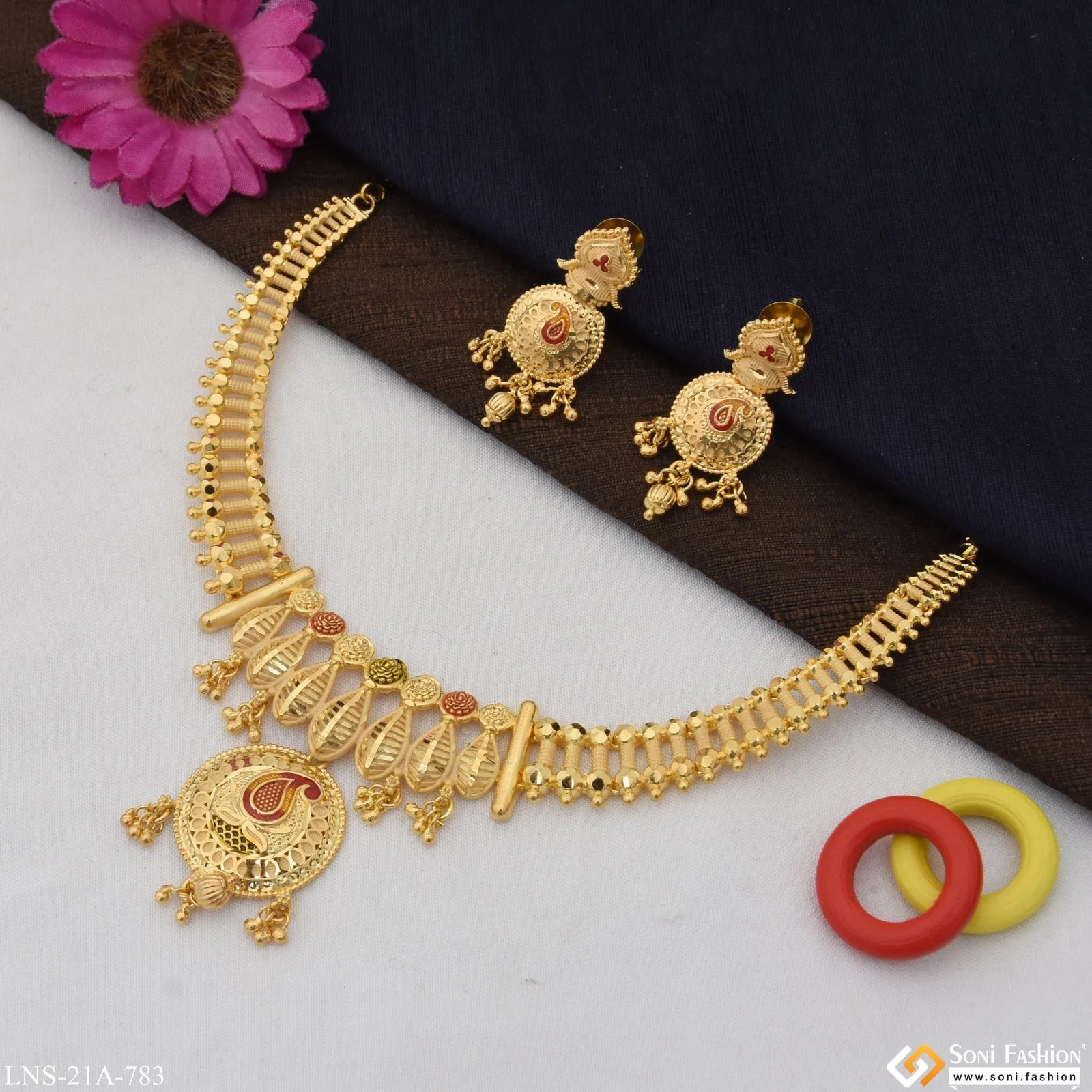 Dazzling Design Gold Plated Necklace Set for Women - Style A783