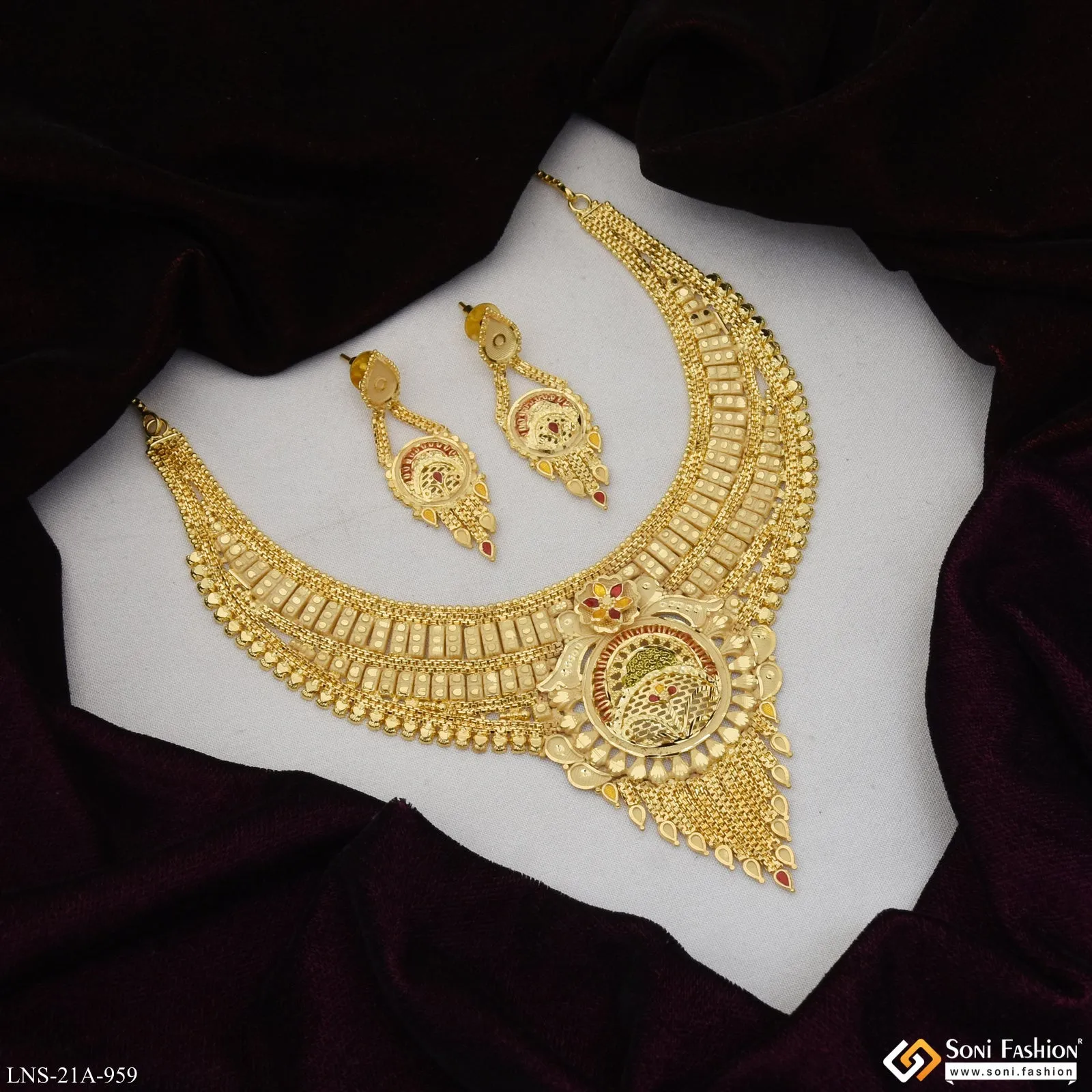 Dazzling Design Gold Plated Necklace Set for Women - Style A959