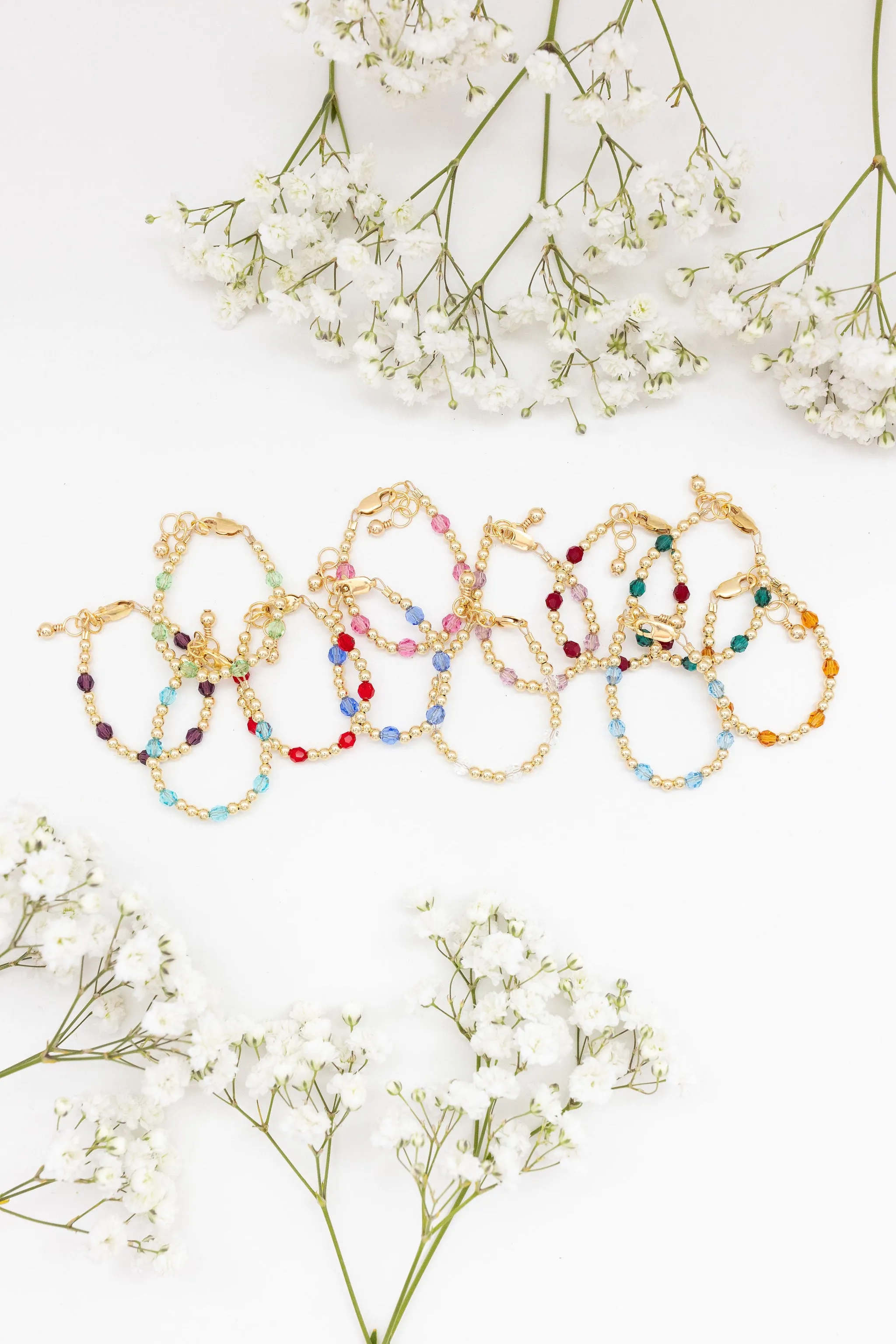 December Birthstone Dotted Bracelet (3MM   4MM beads)