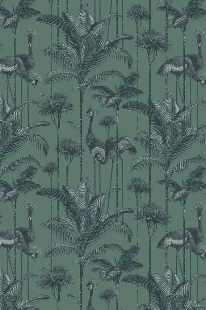 Divine Savages Crane Fonda Jade Green Wallpaper