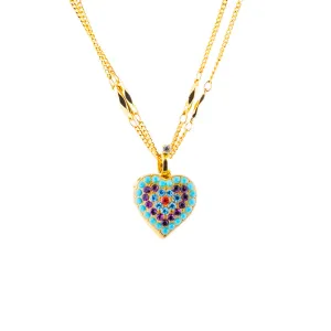 Double Sided Pavé Heart Pendant in "Rainbow Sherbet" *Custom*